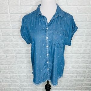 THREAD & SUPPLY Chambray Short Sleeve Shirt Button Up Size S